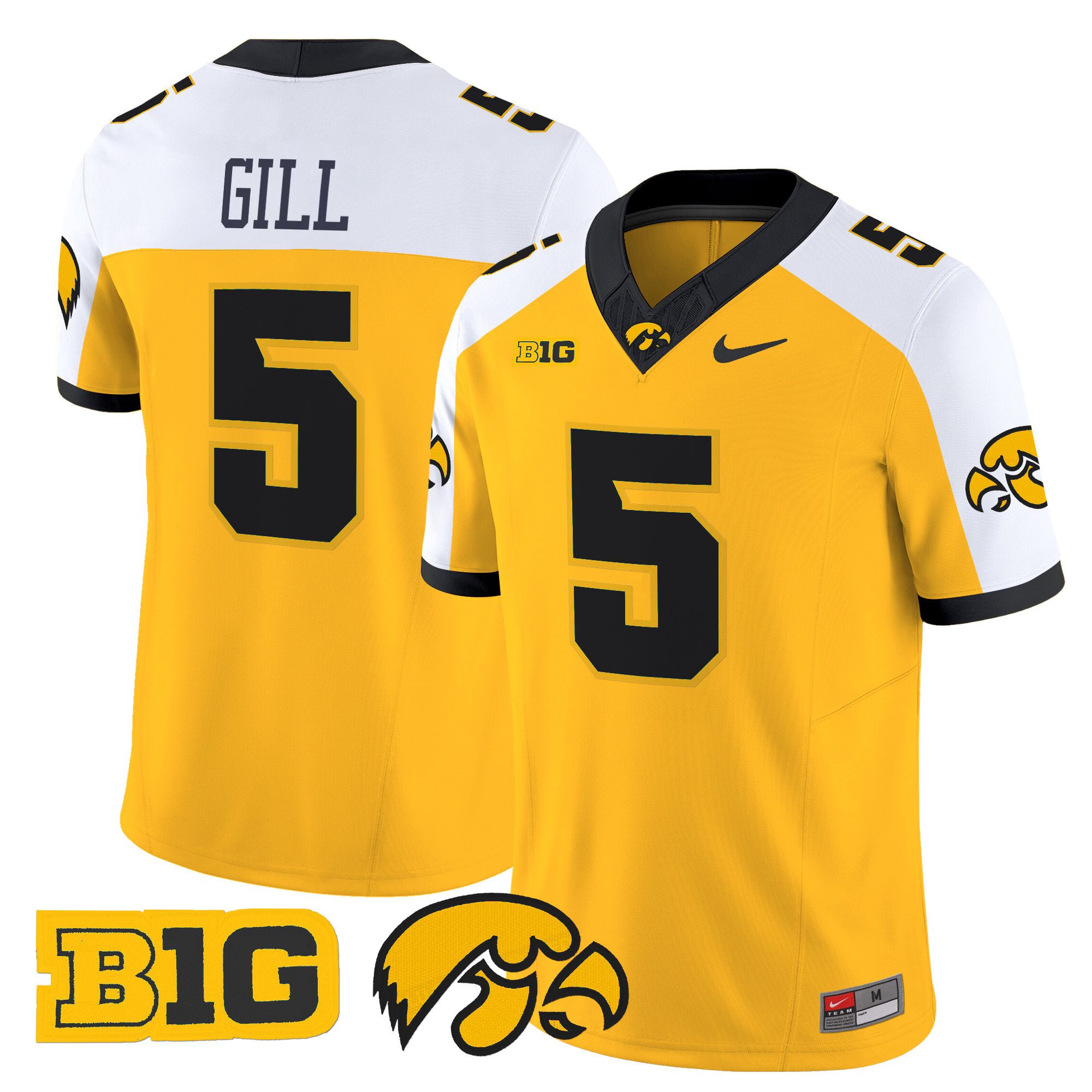 Men Iowa Hawkeyes #5 Gill Yellow Nike 2024 Vapor Limited NCAA Jersey